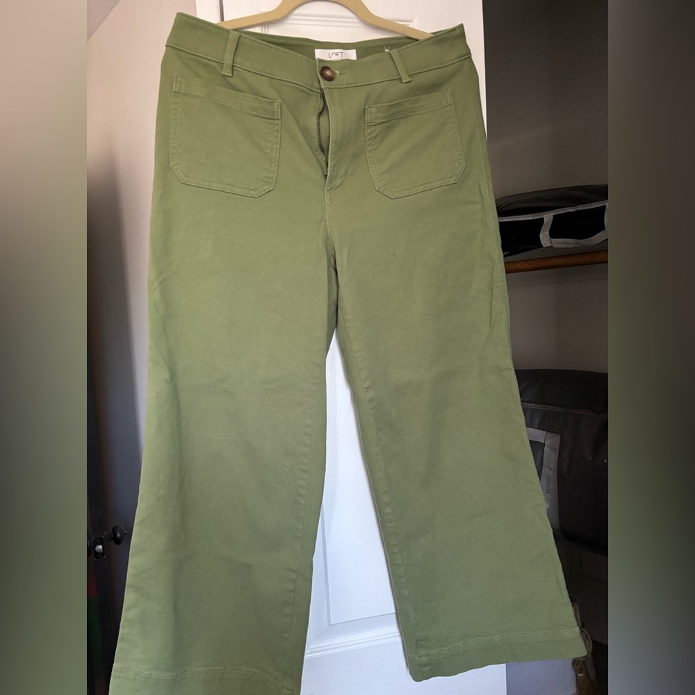 LOFT Sage Green Wide Leg Trousers